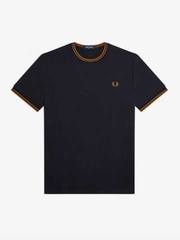 Fred Perry Twin Tipped T-Shirt/Navy/Dark Caramel - New AW23