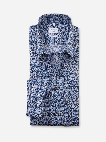 Olymp® Modern Fit Printed Shirt/Busy Blue - New AW23