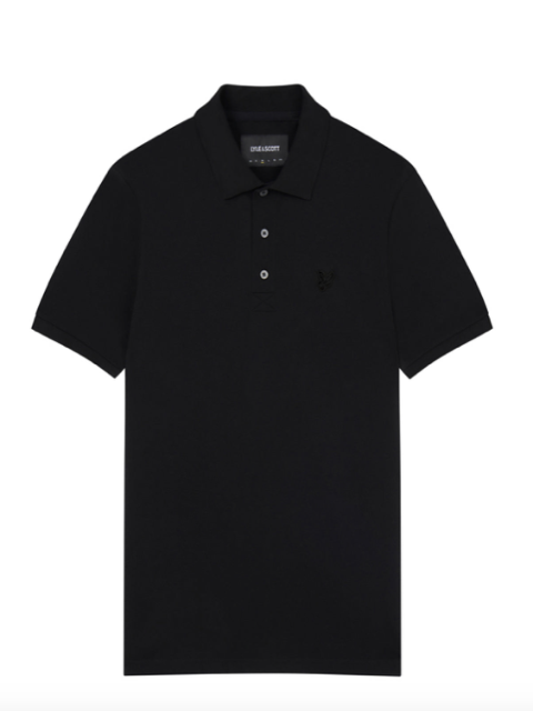 Lyle & Scott Tonal Eagle Polo Shirt/Black- New AW23