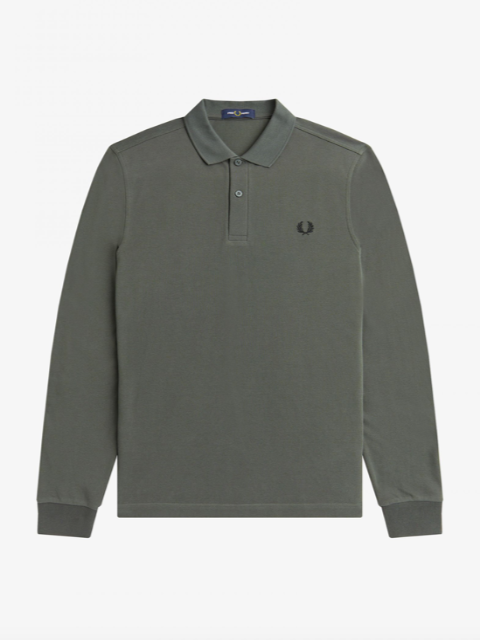 Fred Perry L/S Plain Shirt/Field Green - New AW23