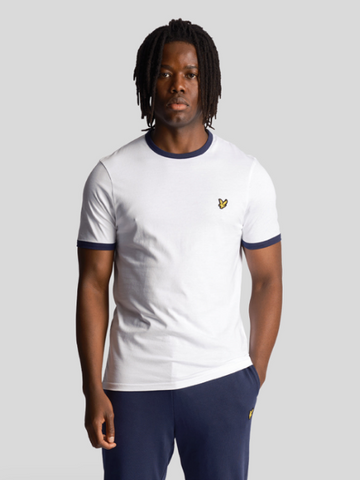 Lyle & Scott Golden Eagle Ringer T-Shirt/White - New SS24