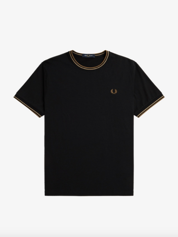 Fred Perry Twin Tipped T-Shirt/Black/Warm Stone U97 - New SS24