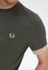 Fred Perry Striped Cuff T-Shirt/Field Green - New SS24