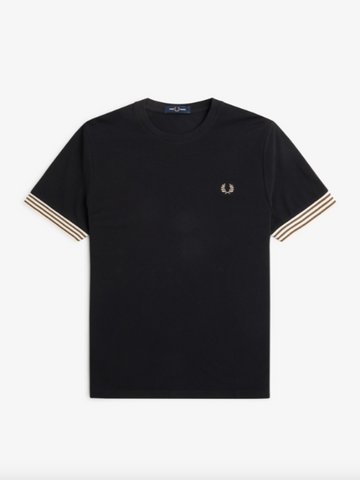 Fred Perry Striped Cuff T-Shirt/Black - New SS24