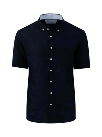 FYNCH HATTON® Premium Linen S/S Shirt/Navy - New SS24