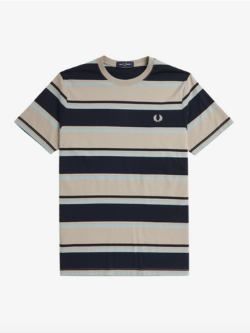 Fred Perry Bold Stripe T-Shirt/Navy/Silver/Warm Grey - New SS24