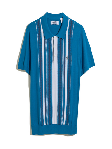Original Penguin® Cash Knitted Polo Shirt/Vallarta Blue - New HS24