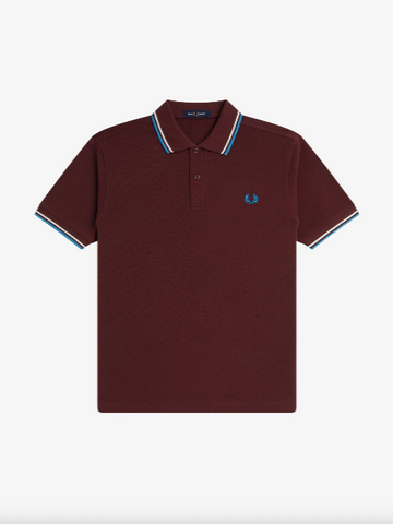 Fred Perry Twin Tipped Shirt/Oxblood/Ecru - New AW25