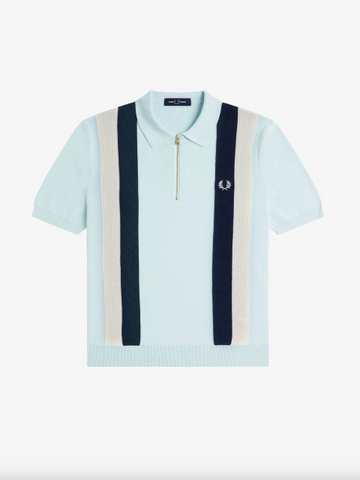 Fred Perry Multi Texture Knitted Shirt/Light Ice - New AW25