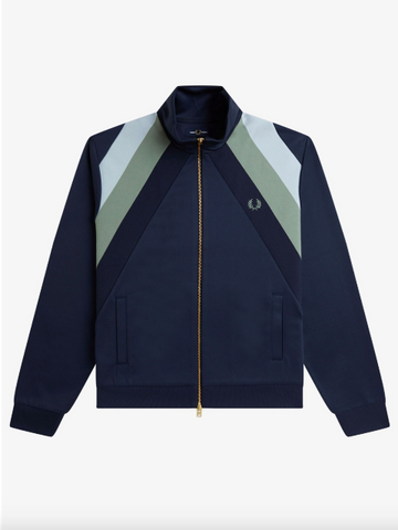 Fred Perry Striped Panel Track Jacket/Dark Airforce - New AW25