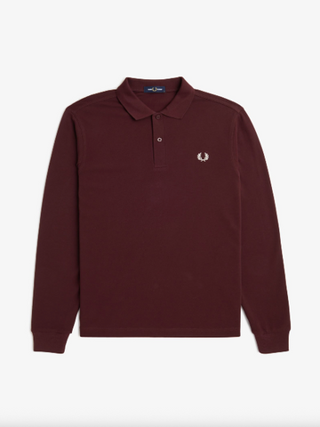 Fred Perry One Colour L/S Shirt/Oxblood - New AW25