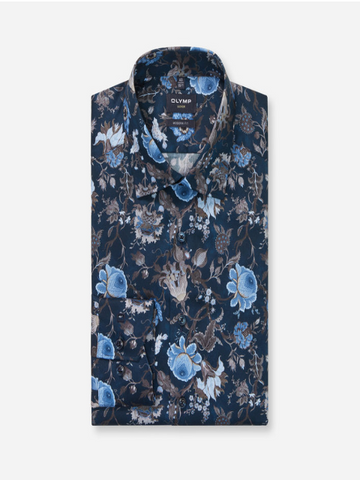 OLYMP® LUXOR Modern Fit Floral Shirt/Navy - New AW25