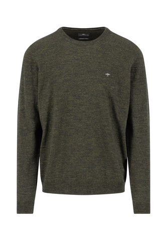 FYNCH HATTON® Luxury Cotton/Wool Blend Jumper/Dark Ivy - New AW25