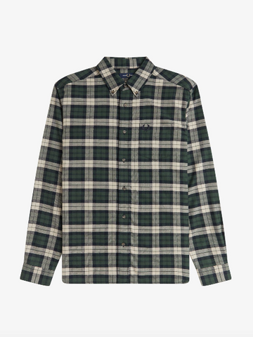 Fred Perry Brushed Twill Tartan Shirt/Court Green - New W25