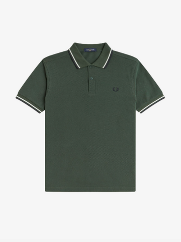 Fred Perry Twin Tipped Shirt/Court Green/Snow White - New W25