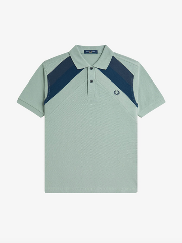 Fred Perry Striped Panel Polo Shirt/Bayleaf - New AW25