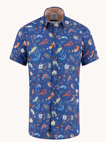 A FISH NAMED FRED S/S DOODLE SHIRT/NAVY - SS26