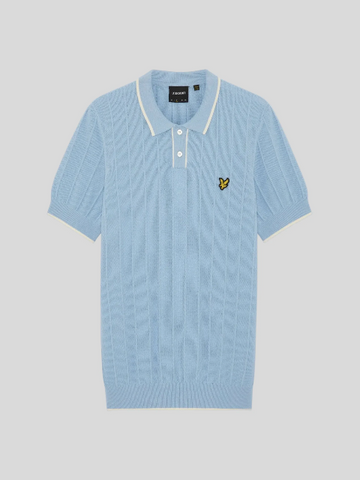 Lyle & Scott Tipped Pique Knitted Polo Shirt/Chalk Blue - SS26