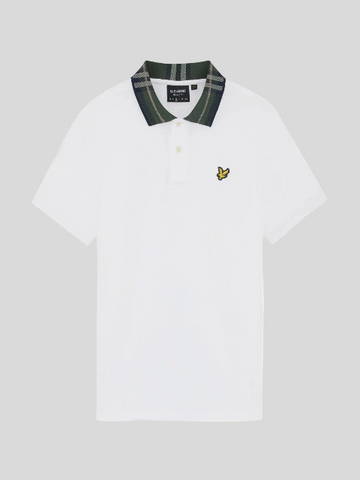 Lyle & Scott Tartan Collar Polo Shirt/White - SS26