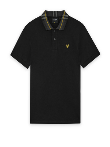 Lyle & Scott Tartan Collar Polo Shirt/Black - SS26