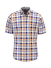 FYNCH HATTON® Colourful Slub Check S/S Shirt/Tangerine - SS26