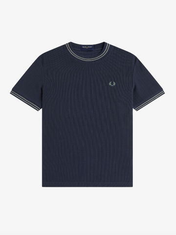 Fred Perry Ribbed Jersey T-Shirt/Navy - SS26