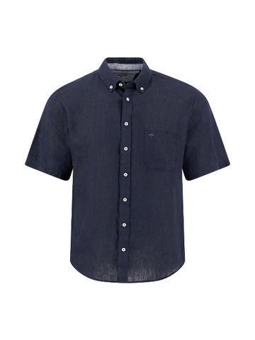 FYNCH HATTON® Premium Linen S/S Shirt/Navy - SS26