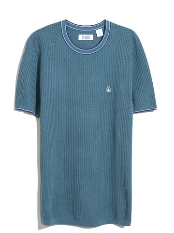 Original Penguin® Ribbed Sweater T-Shirt/Copenhagen Blue - SS26