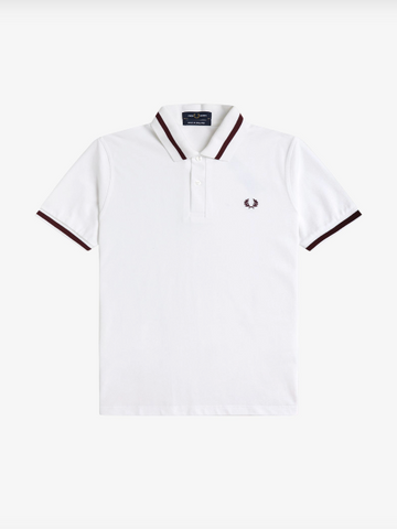 Fred Perry M2 Polo Shirt/White/Maroon - SS26