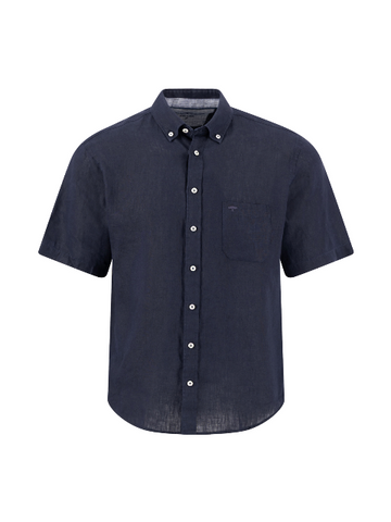 FYNCH HATTON® Premium Linen S/S Shirt/Navy - SS26