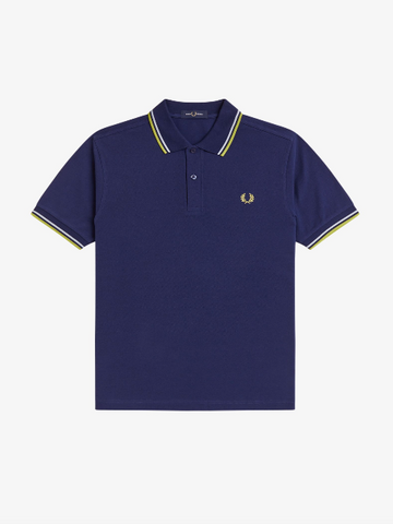 Fred Perry Twin Tipped Shirt/French Blue/Dusky Blue/Citron - SS26