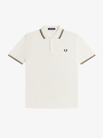 Fred Perry Twin Tipped Shirt/Ecru/Dark Caramel/Black - SS26