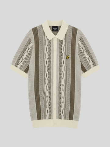 Lyle & Scott Jacquard Knitted Polo Shirt/Ice Cream - SS26