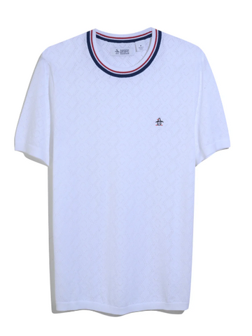 Original Penguin® Geometric Eyelet Sweater/White - SS26