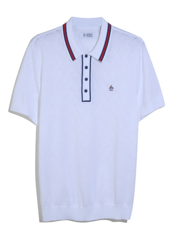 Original Penguin® Geometric Eyelet Sweater Polo/White - SS26