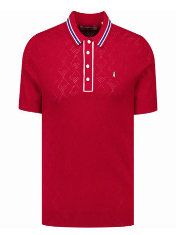 Original Penguin® Geometric Eyelet Sweater/Red - SS26