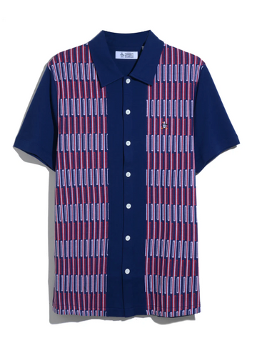 Original Penguin® Jacquard Button From Polo Shirt/Blue Depths - SS26