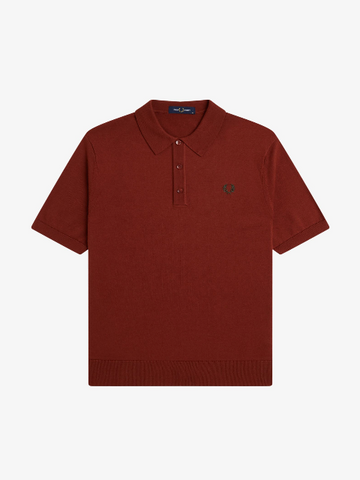 Fred Perry Cotton Knitted Shirt/Brandy - AW26