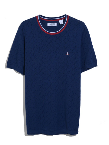 Original Penguin® Geometric Eyelet Sweater/Blue Depths - SS26