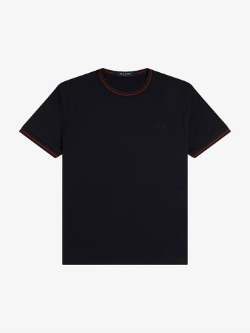 Fred Perry Twin Tipped T-Shirt/Navy/Brandy/Rich Brown - AW26