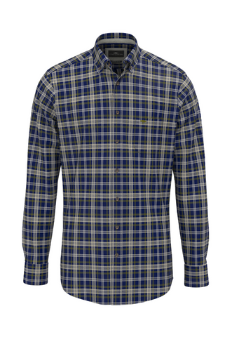 FYNCH HATTON® Herringbone Check Shirt/Blue - AW26