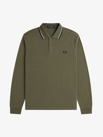 Fred Perry Twin Tipped L/S Shirt/Laurel Wreath Green/Slate  - AW26