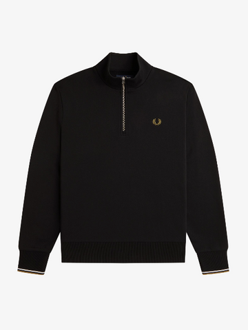Fred Perry Half Zip Sweatshirt/Black/Brandy - AW26