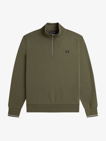 Fred Perry Half Zip Sweatshirt/Laurel Wreath Green/Navy - AW26