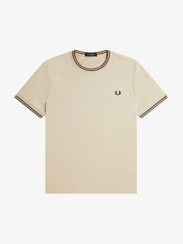 Fred Perry Twin Tipped T-Shirt/Oatmeal/Bronze - AW26
