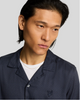 Lyle & Scott Geo Motif Printed Revere Shirt/Dark Navy - New SS25