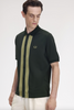 Fred Perry Chenille Taped Button Through Polo/Night Green - New SS25