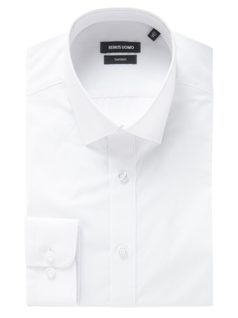 REMUS UOMO® Tapered Fit Plain Shirt/White - AW21 CORE